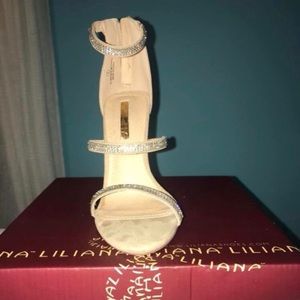 Rhinestone/Nude strappy Charlotte Russe Heels